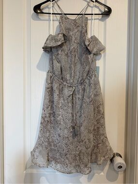 Life By Sea Snake Print Dress - Taupe & Cream snake print